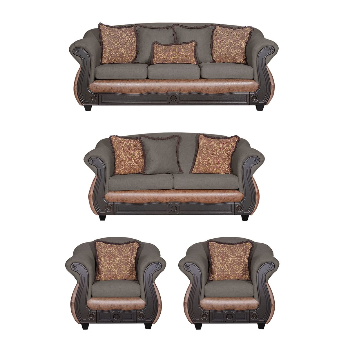 BLACK FACTORY - Juego de Living 3 2 1 1 Ashly Chocolate Terracota
