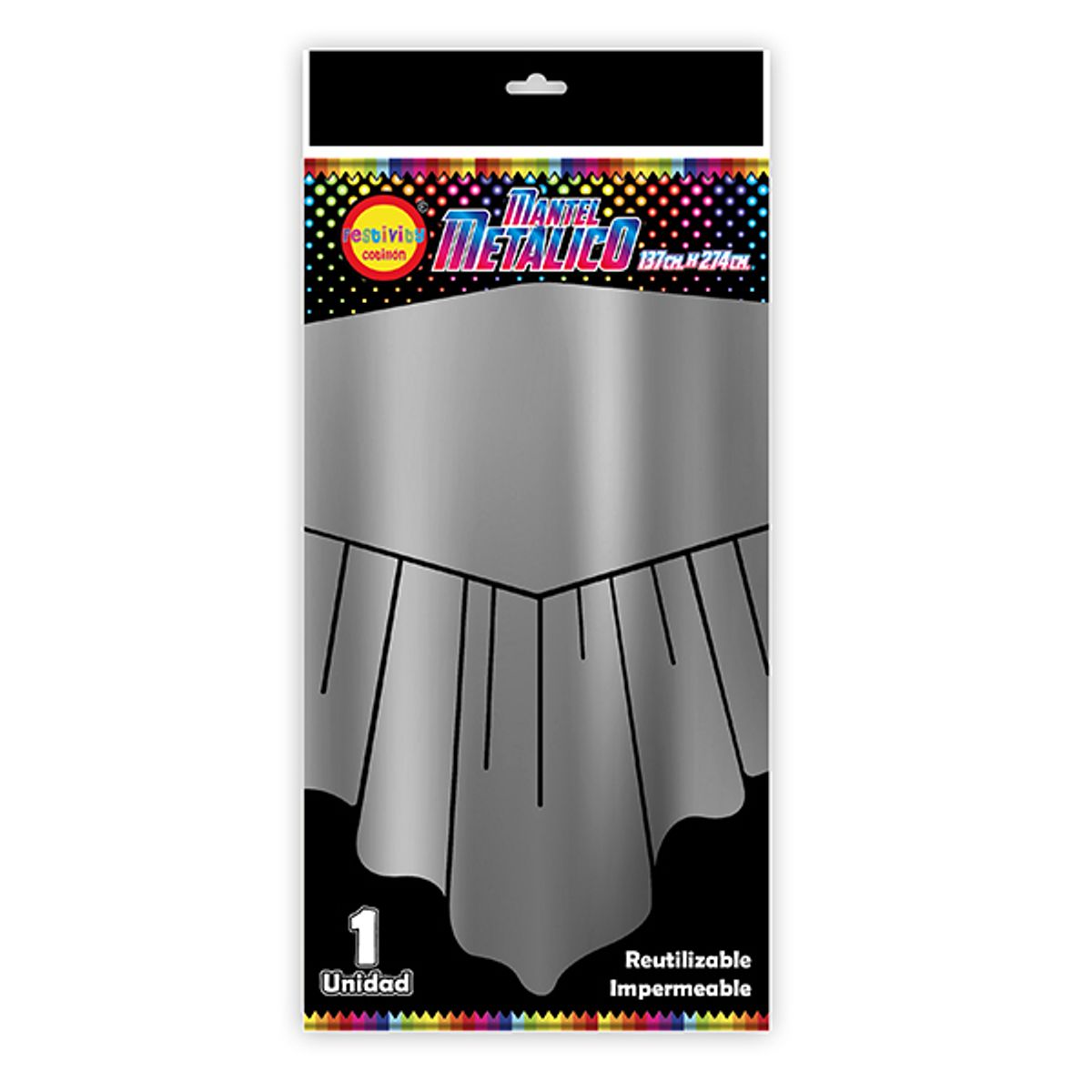 GENERICO - MANTEL METALICO 137X274 PLATEADO X1 UNI