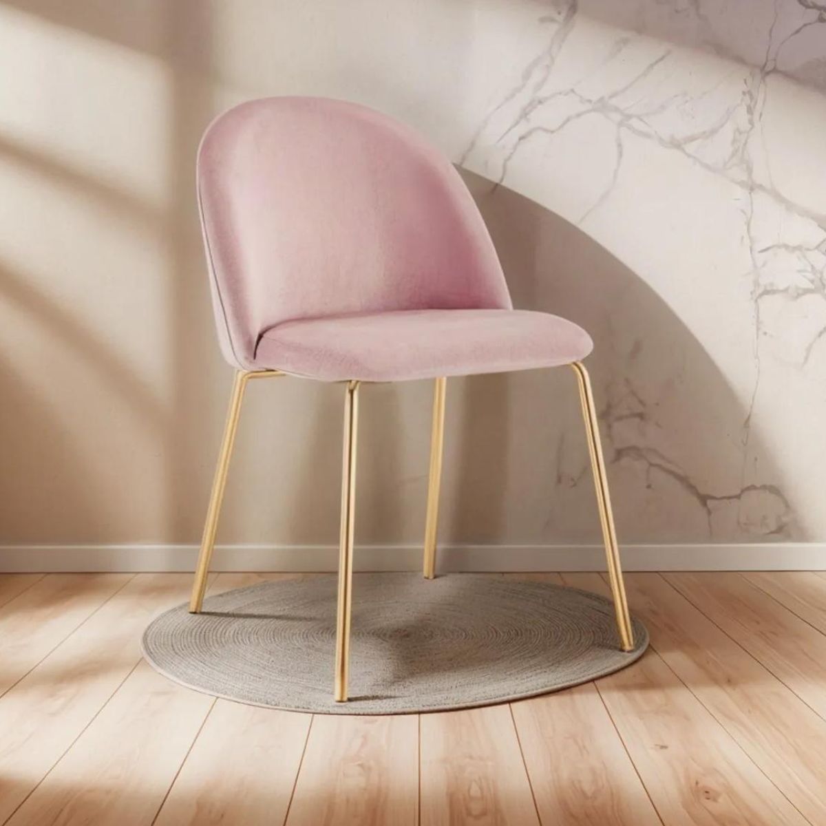 HABITA2 CHILE - Silla de comedor Nordic Felpa Gold
