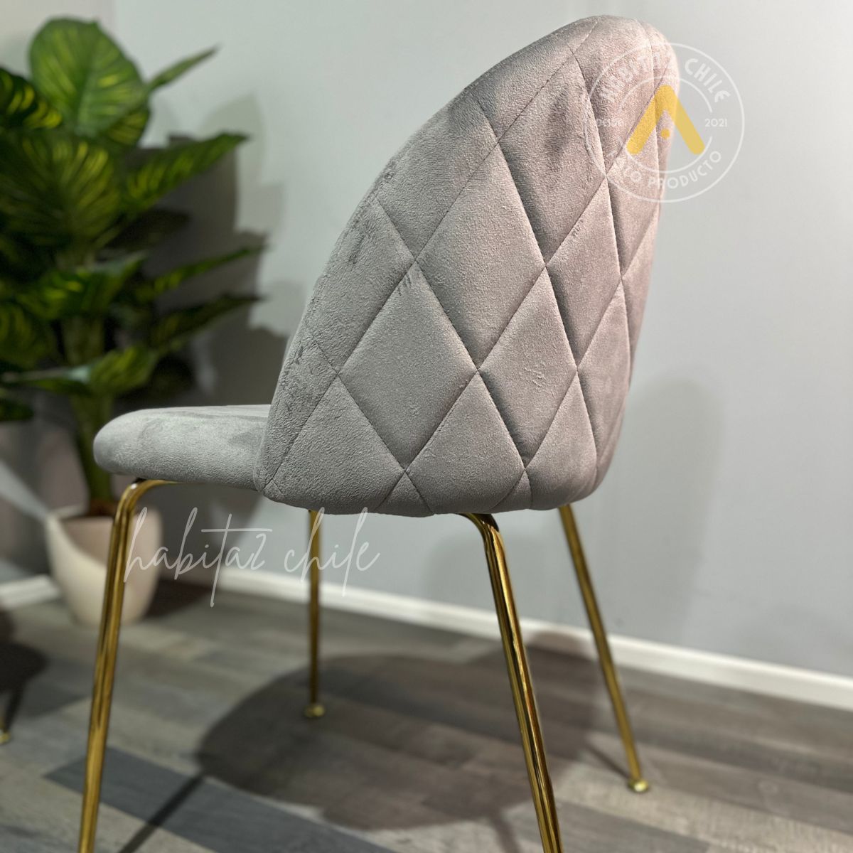 HABITA2 CHILE - Silla de comedor Nordic Felpa Gold