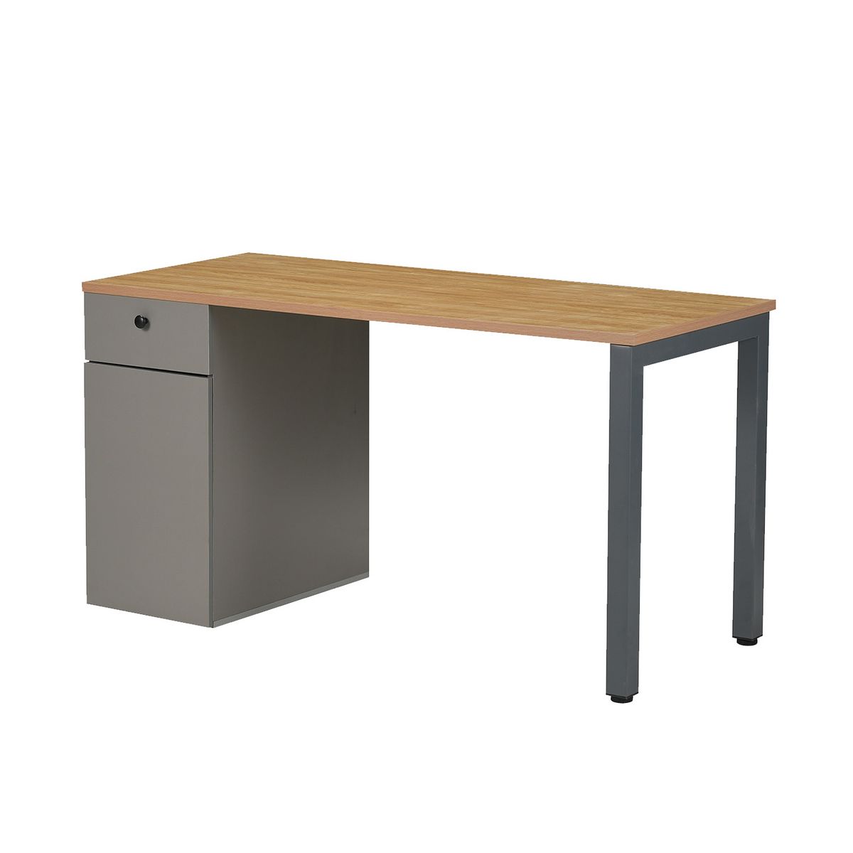 RELAN - Escritorio Ergo-016 Relan Moderno Con Cajón y Puerta Color Café Claro y Gris