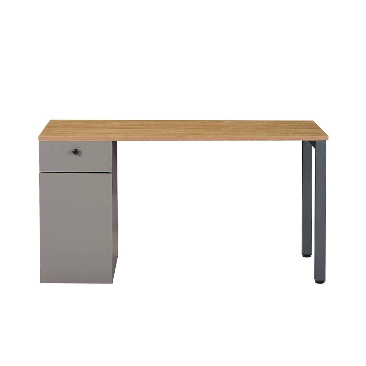 RELAN - Escritorio Ergo-016 Relan Moderno Con Cajón y Puerta Color Café Claro y Gris