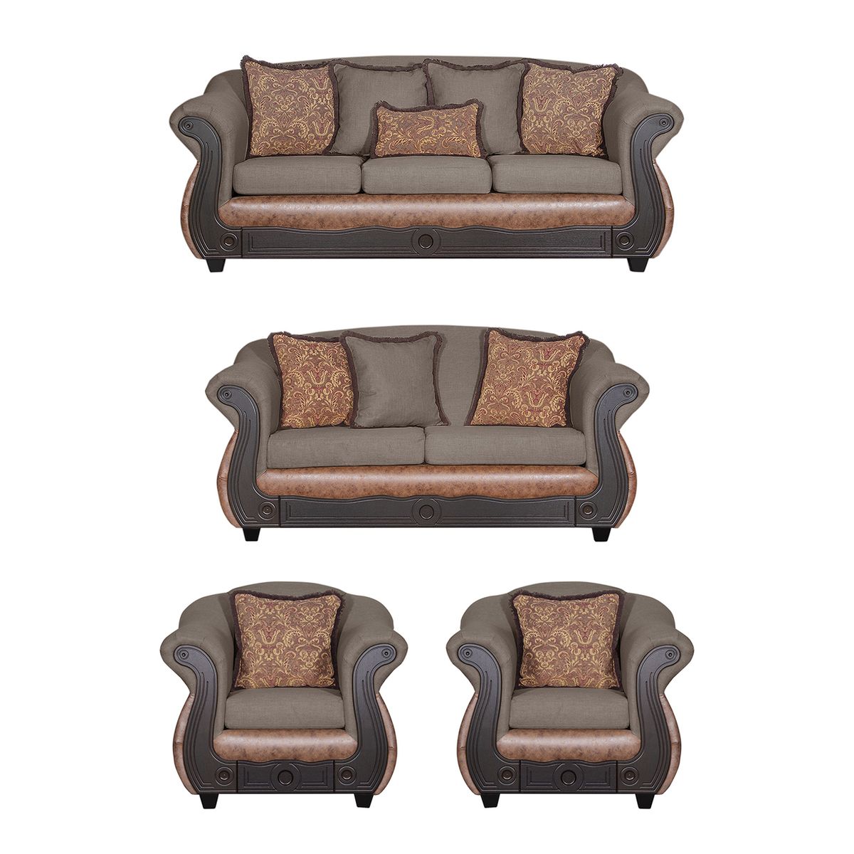 BLACK FACTORY - Juego de Living 3 2 1 1 Ashly Café Terracota