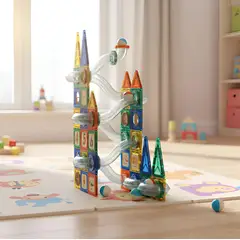 IRM - Juego De Bloques Magnéticos 97 Piezas Toboganes Educativos