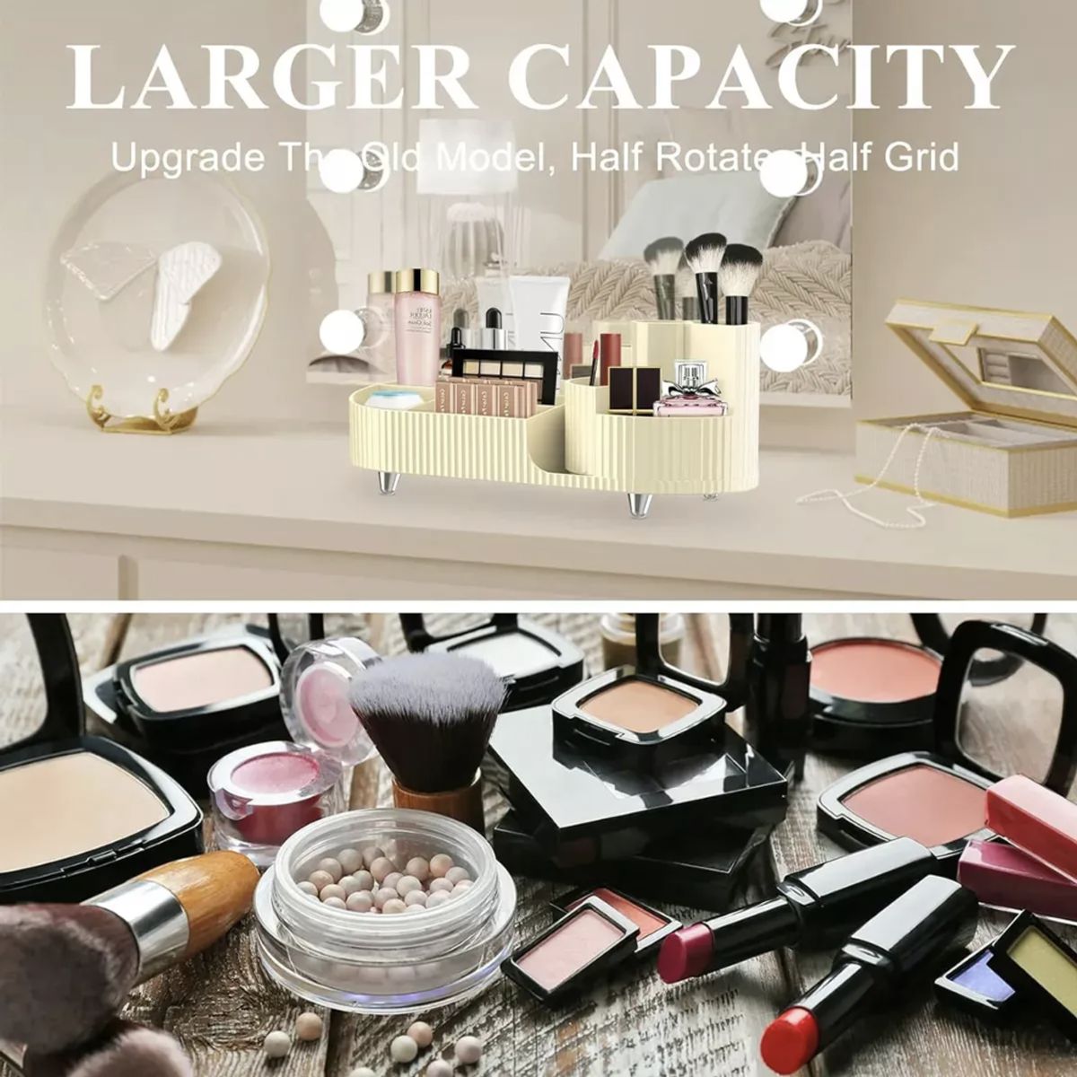 OKAY - Organizador De Maquillaje Giratorio Con Soporte Para Brochas