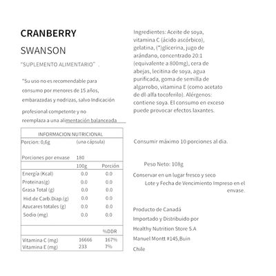 Imagen 2 del producto CRANBERRY 20:1 180 SOFTGELS -