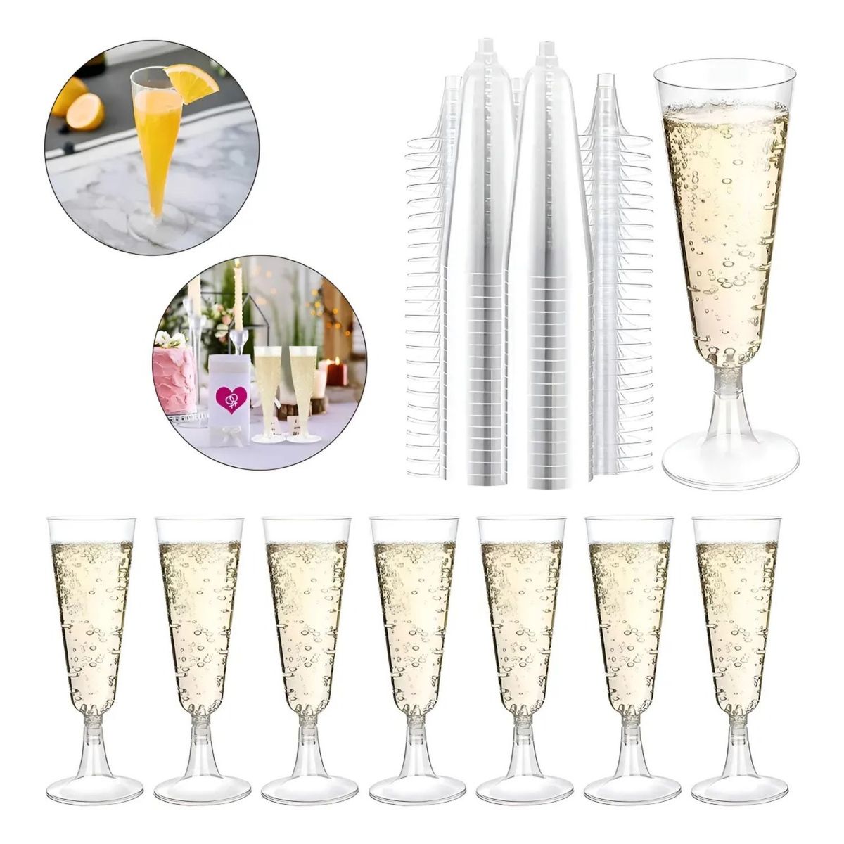 GENERICO - Set 50 Copas Champagne Flute 150mL Acrilico Transparente