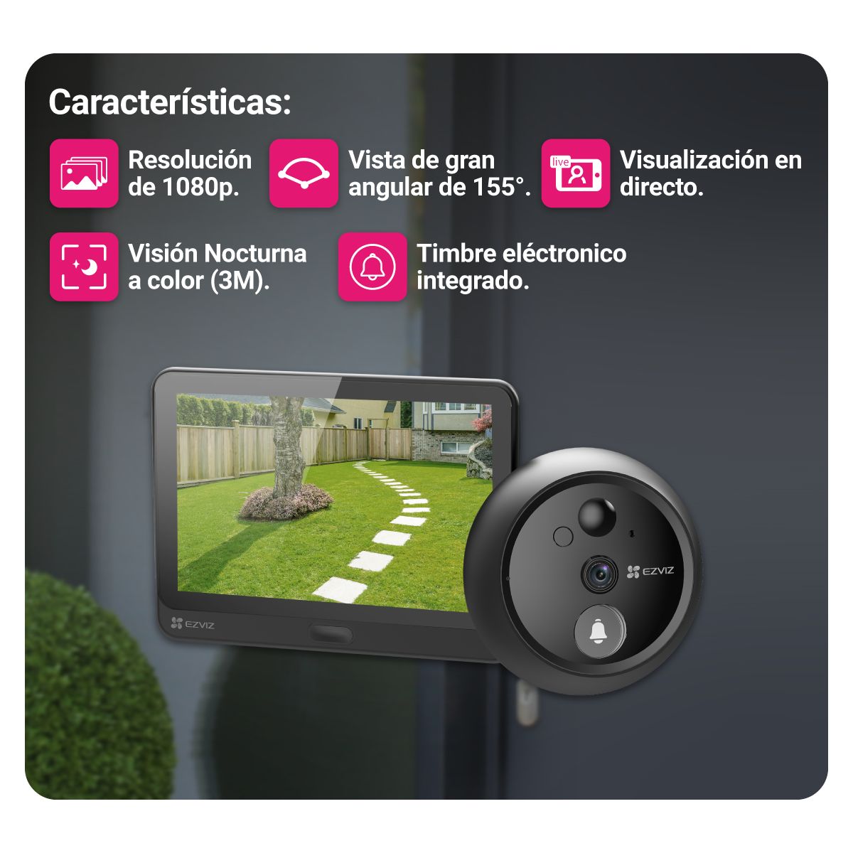 EZVIZ - TIMBRE INTELIGENTE  2MP Inalambrico Con Bateria  CS-HP4-R100-6E2WPFBS  Ezviz
