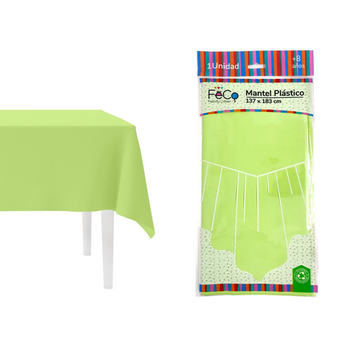 GENERICO - MANTEL PASTEL 137X183 VERDE LIMA X1UNI