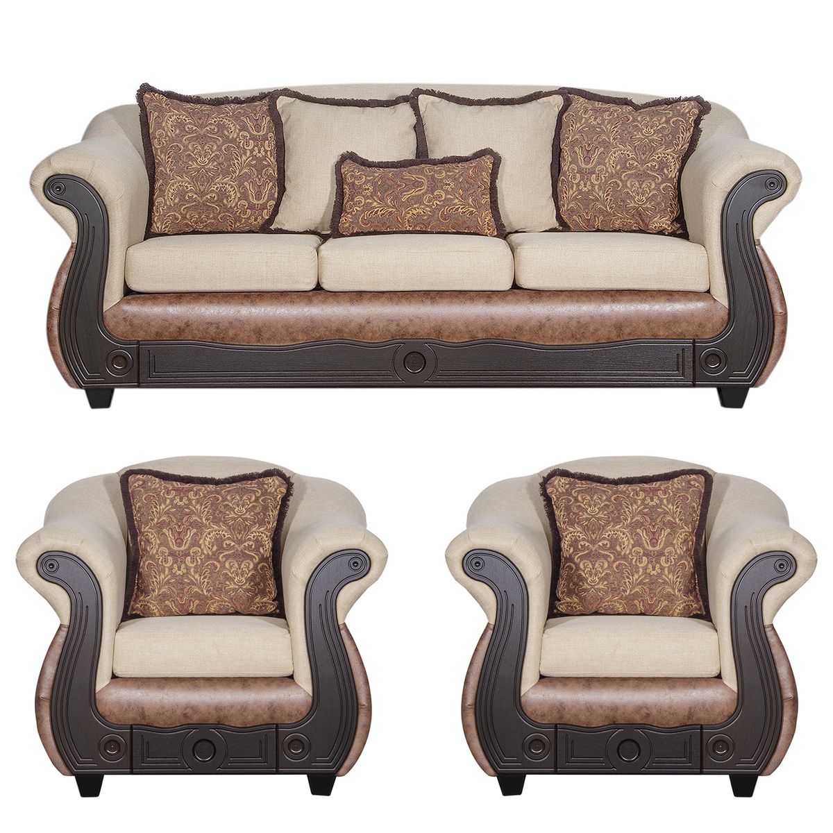 BLACK FACTORY - Juego de Living 3 1 1 Ashly Beige Terracota