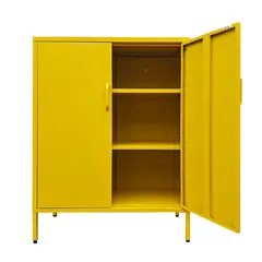 MOBITAT - Gabinete Metálico 2 Puertas con repisas color Amarillo