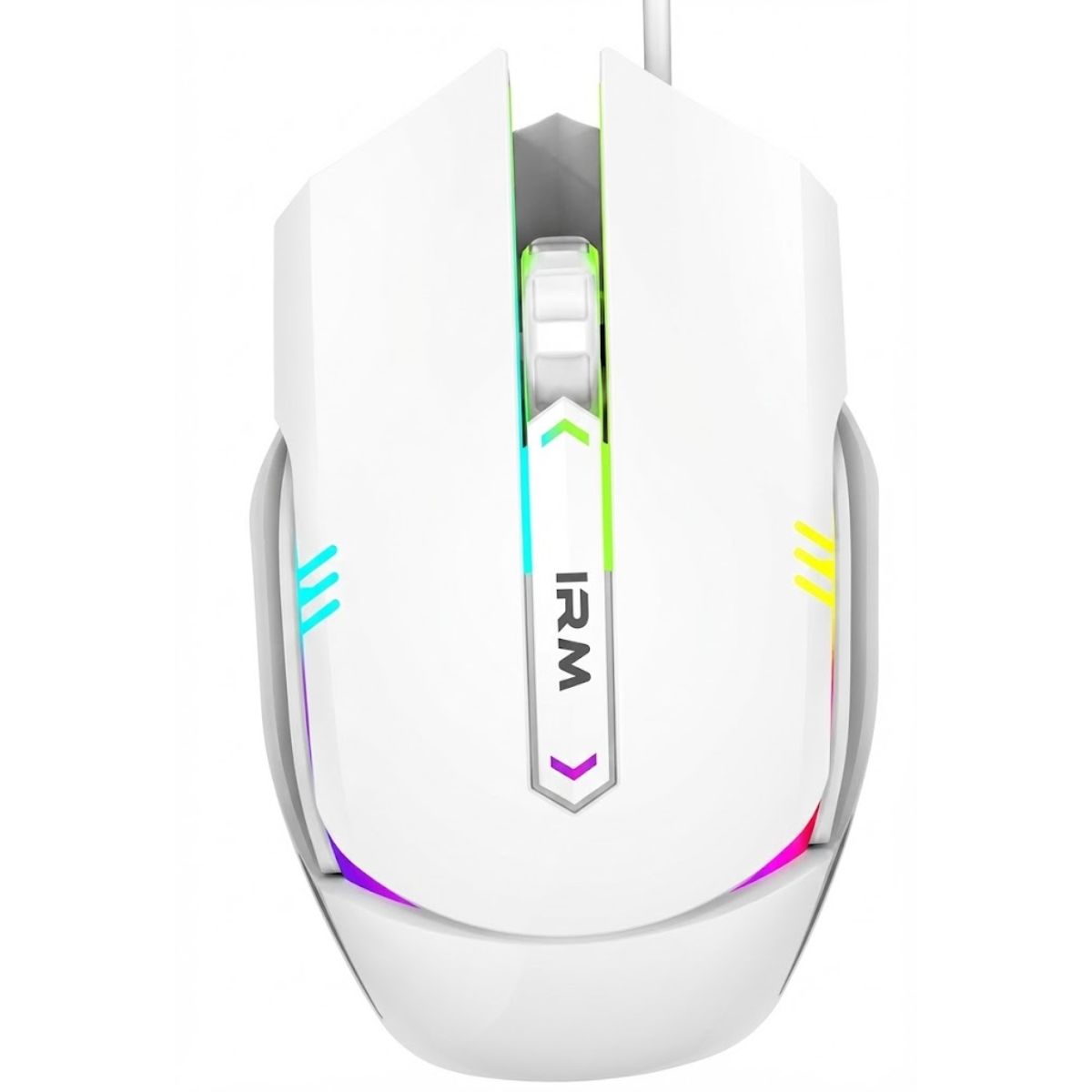 GENERICO - Mouse Raton Con Cable Gamer Blanco Luz Led Rgb
