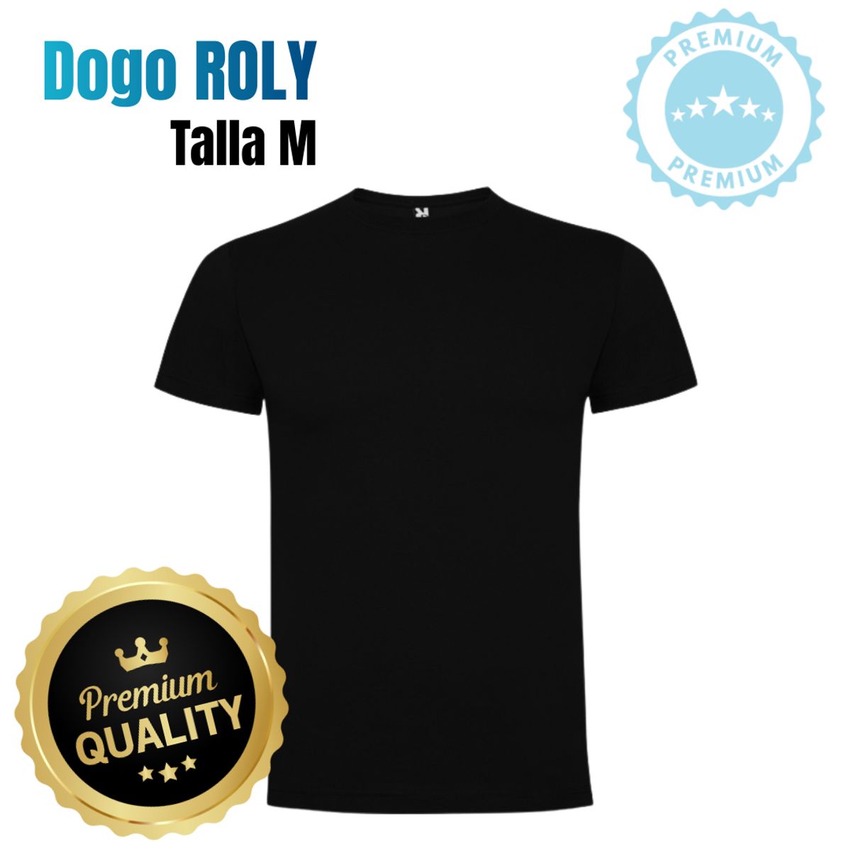 ROLY - Polera De Algodón Negra Unisex Manga Corta Dogo Premium