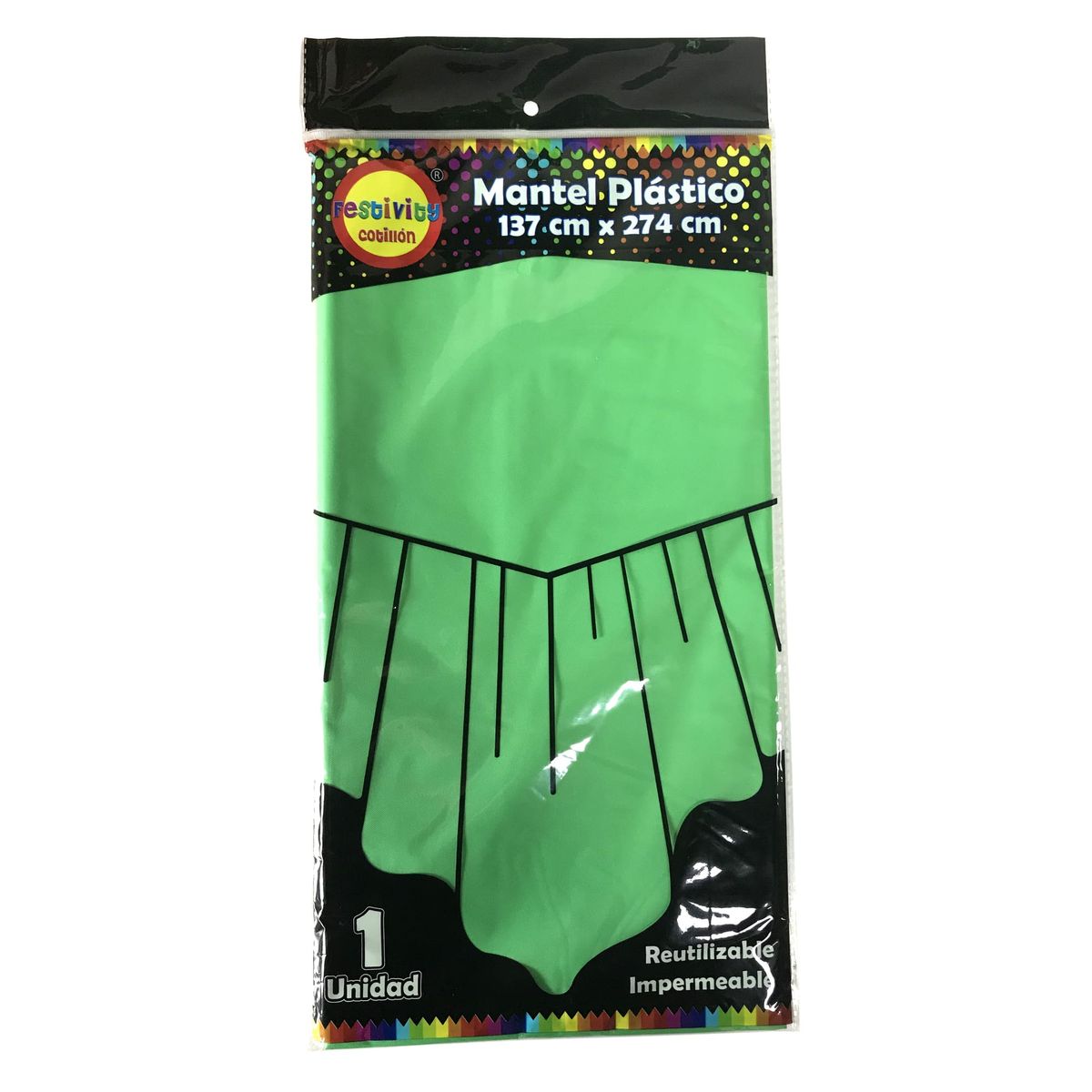 GENERICO - MANTEL REUTILIZABLE 137X274 CM VERDE X1 UNI