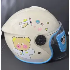 IRM - Casco Abierto Fgn Con Visera Movible Para Niños Crema Oso Brillante S