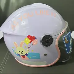 IRM - Casco Abierto Fgn Con Visera Movible Para Niños Lavanda Conejo Brillante S