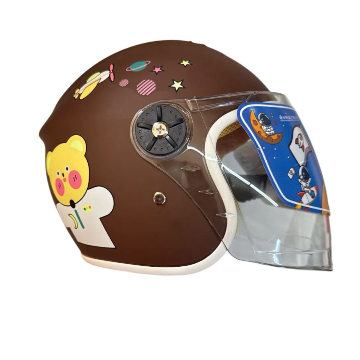 IRM - Casco Abierto Fgn Con Visera Movible Para Niños Café Oso Brillante S