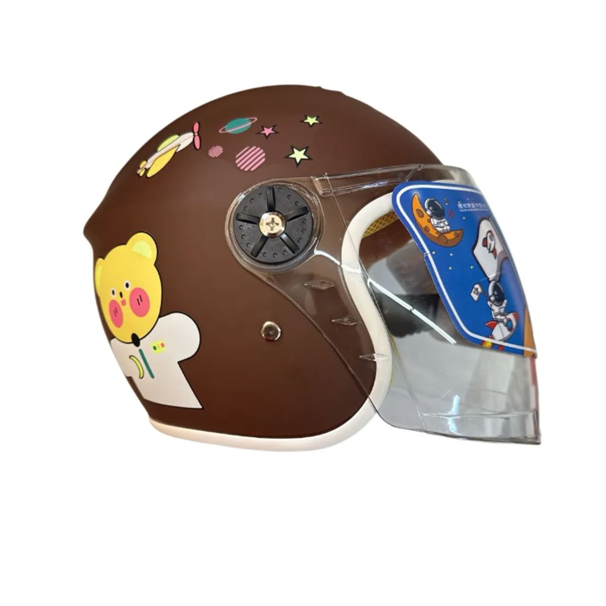 IRM - Casco Abierto Fgn Con Visera Movible Para Niños Café Oso Brillante S