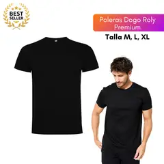 ROLY - Polera De Algodón Negra Unisex Manga Corta Dogo Premium