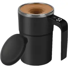 GENERICO - Taza Vaso Mezclador Negro Automático Inalámbrico Recargable Pantalla Led