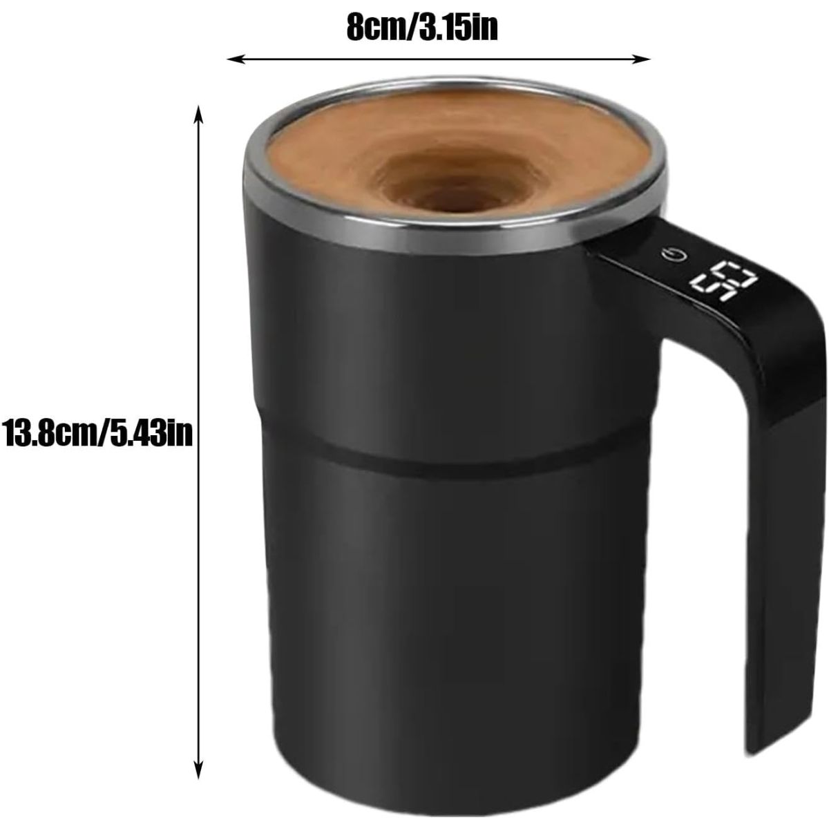 GENERICO - Taza Vaso Mezclador Negro Automático Inalámbrico Recargable Pantalla Led