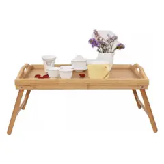 OKAY - Mesa Bandeja Bambú Con Asas Y Patas Plegables 50cm 30cm