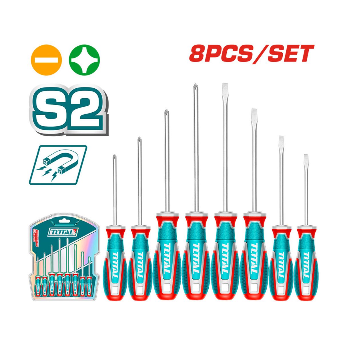 TOTAL TOOLS - Set 8 Destornilladores S2 Total