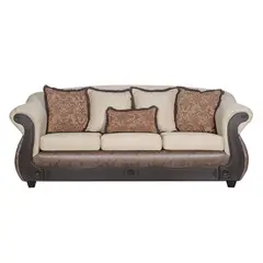 BLACK FACTORY - Sofá 3 Cuerpos Ashly Beige Café