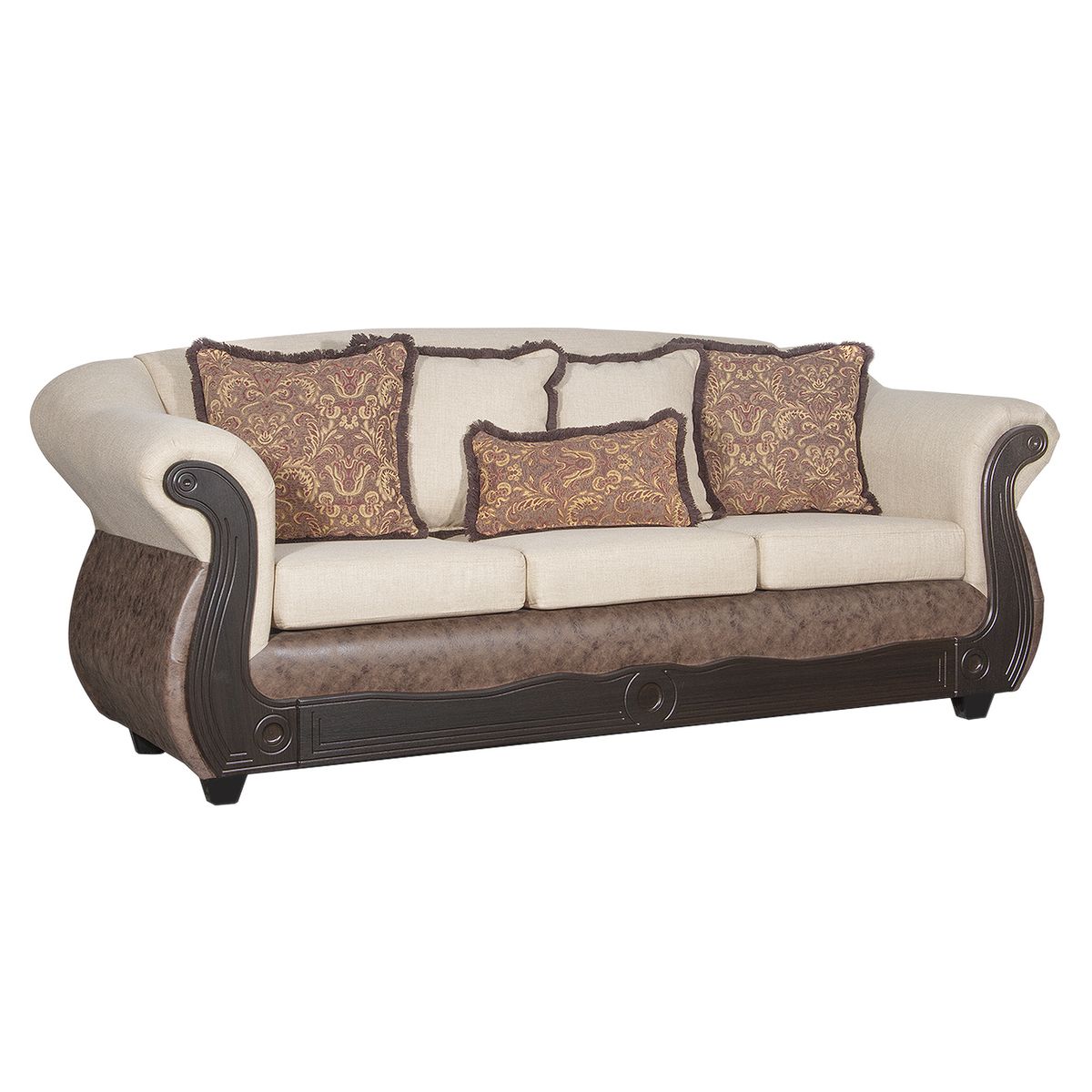 BLACK FACTORY - Sofá 3 Cuerpos Ashly Beige Café