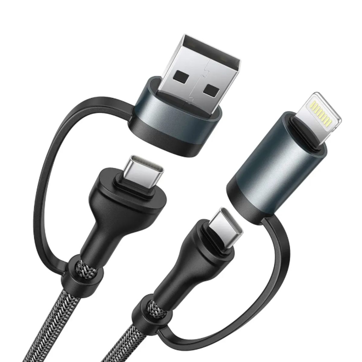 IRM - Cable Cargador Adaptador 4 - 1 Usb C Para Iphone Mac Android Gris Oscuro