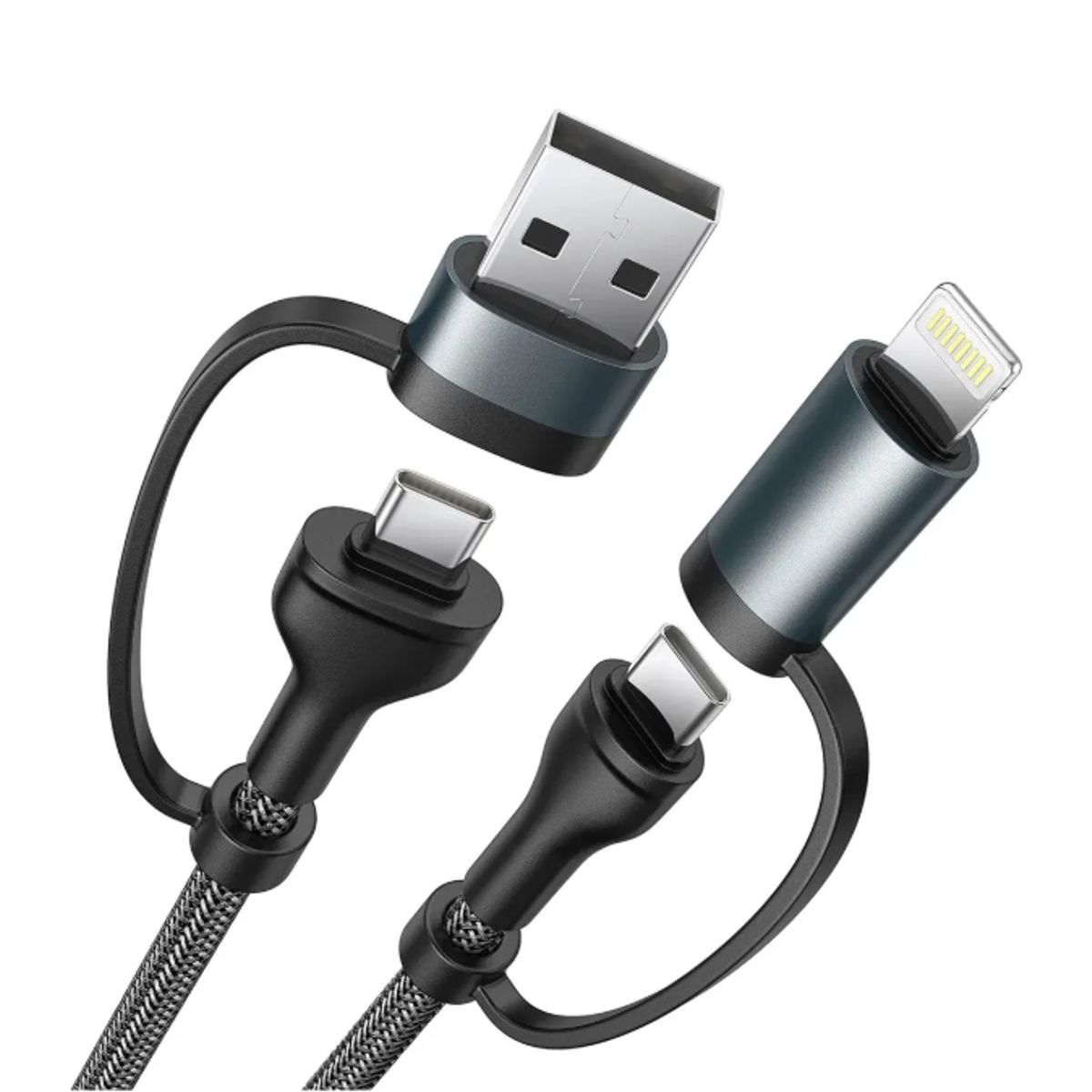 IRM - Cable Cargador Adaptador 4 - 1 Usb C Para Iphone Mac Android Gris Oscuro