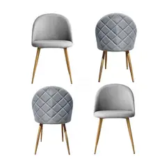 HABITA2 CHILE - Pack de 4 Sillas estilo nórdico tapiz lino patas simil madera