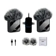 IRM - Pack 2 Micrófonos Inalámbricos Dual Para Iphone Y Android Negro