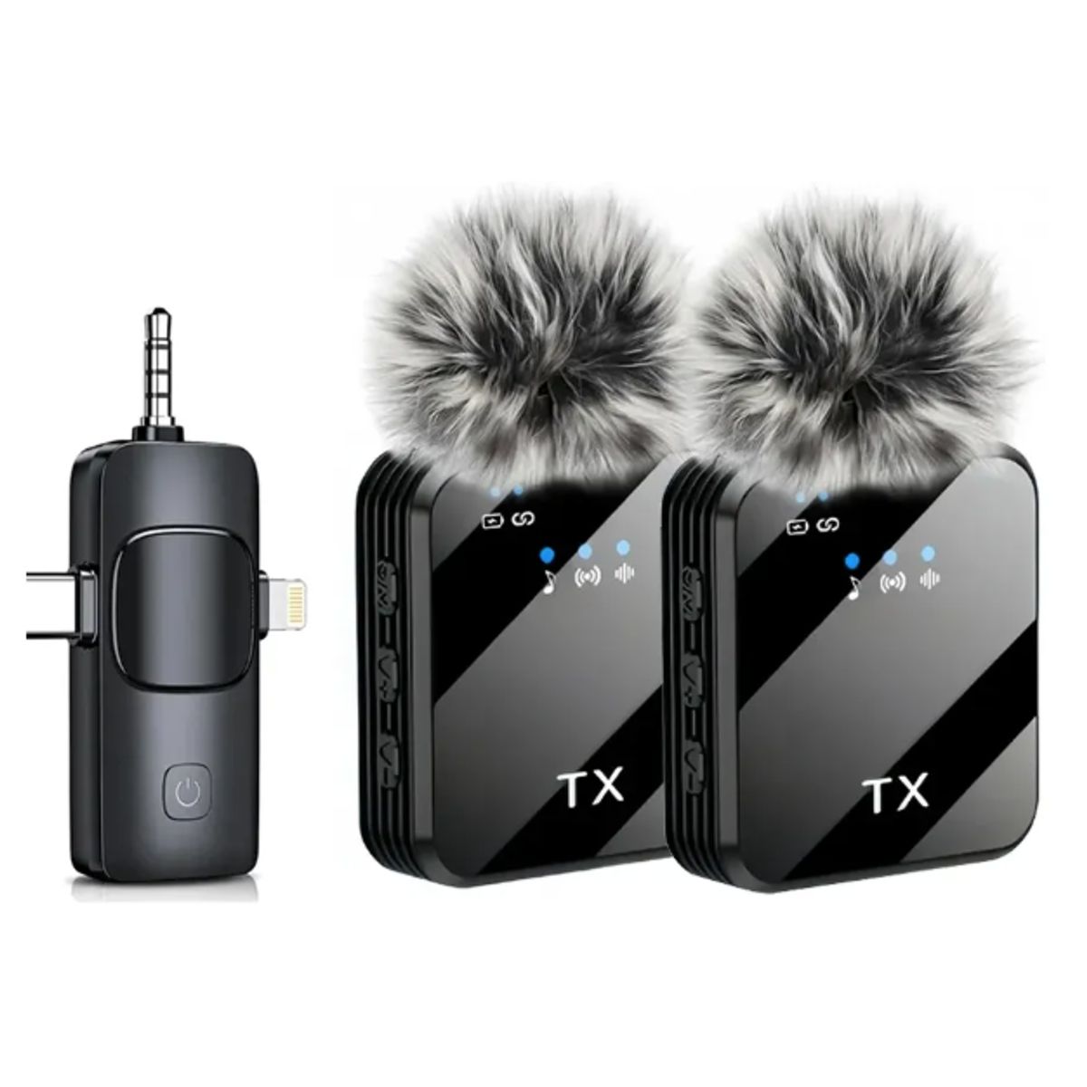 IRM - Pack 2 Micrófonos Inalámbricos Dual Para Iphone Y Android Negro