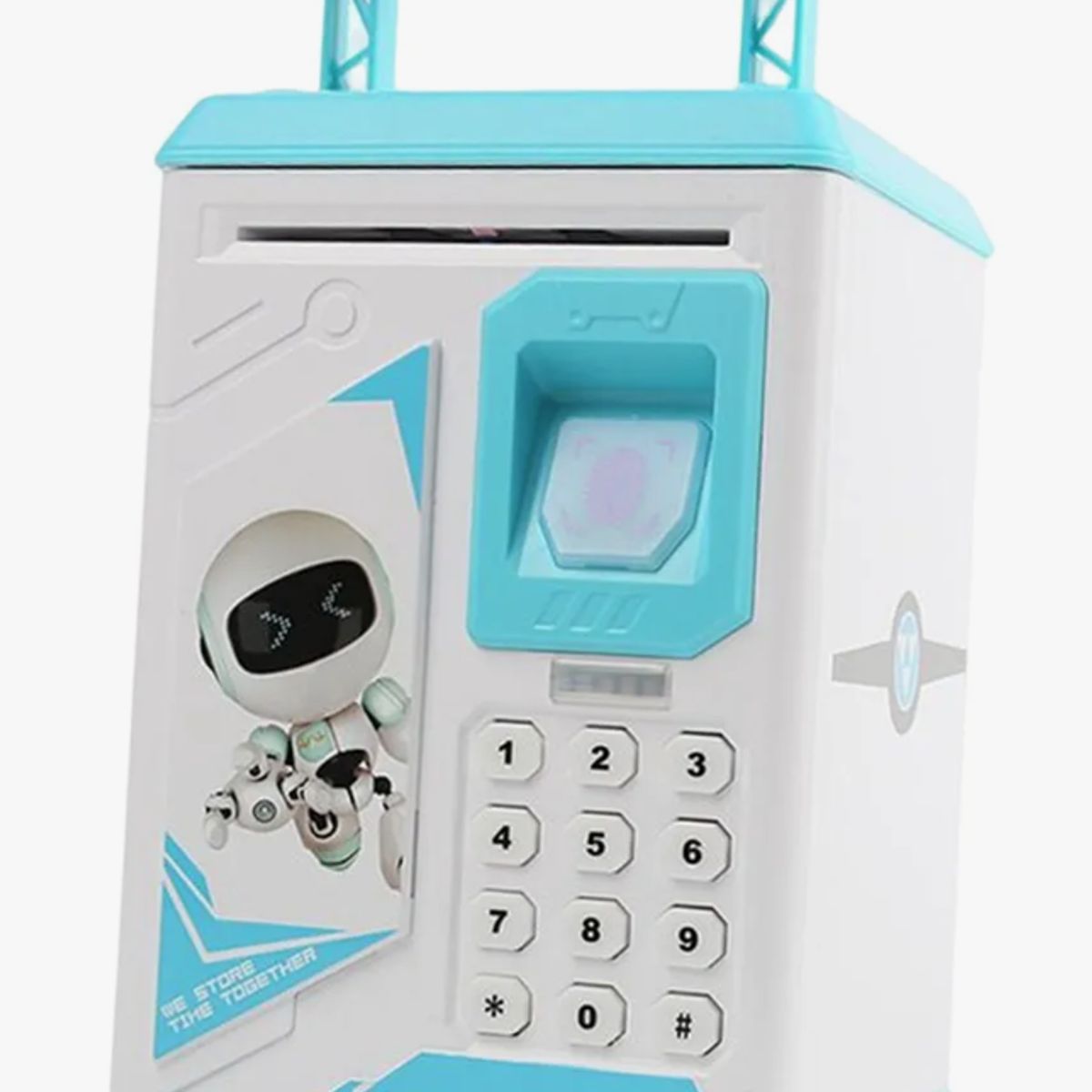 IRM - Huella Dactilar Cajero Automático Alcancía Rollo Celeste Robot Celeste