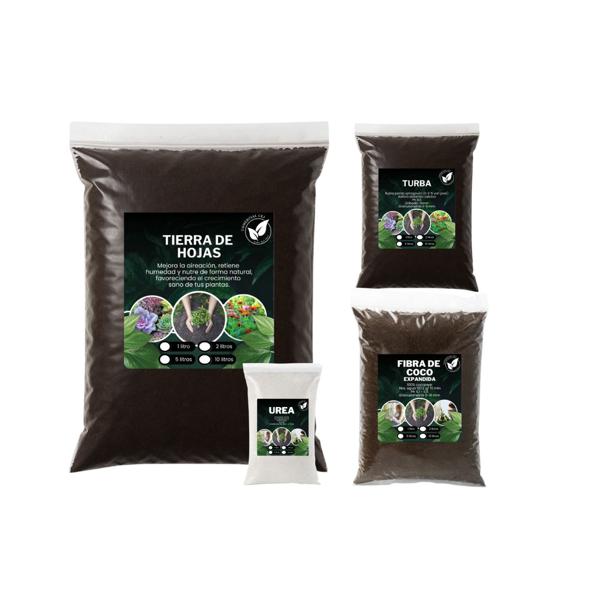 GENERICO - Tierra de Hoja 5 Kg (10 L) + Fibra de Coco 3 L + Turba 3 L + Fertilizante