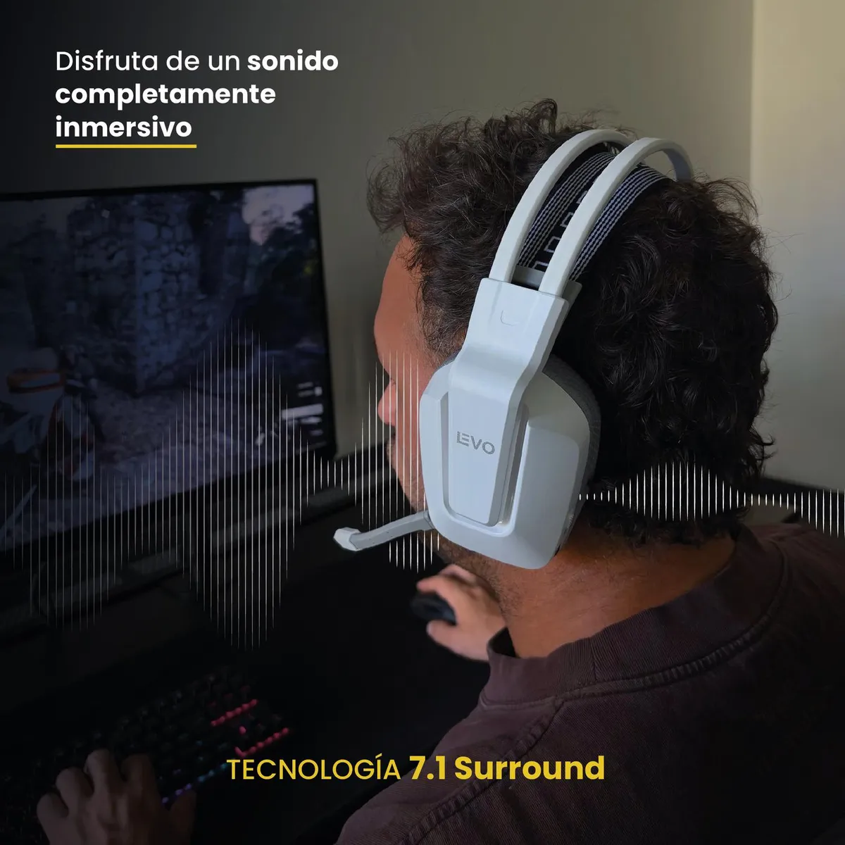 LEVO - Audífono Gamer Inalámbrico Zenit Elite Bluetooth Rgb Bl Levo