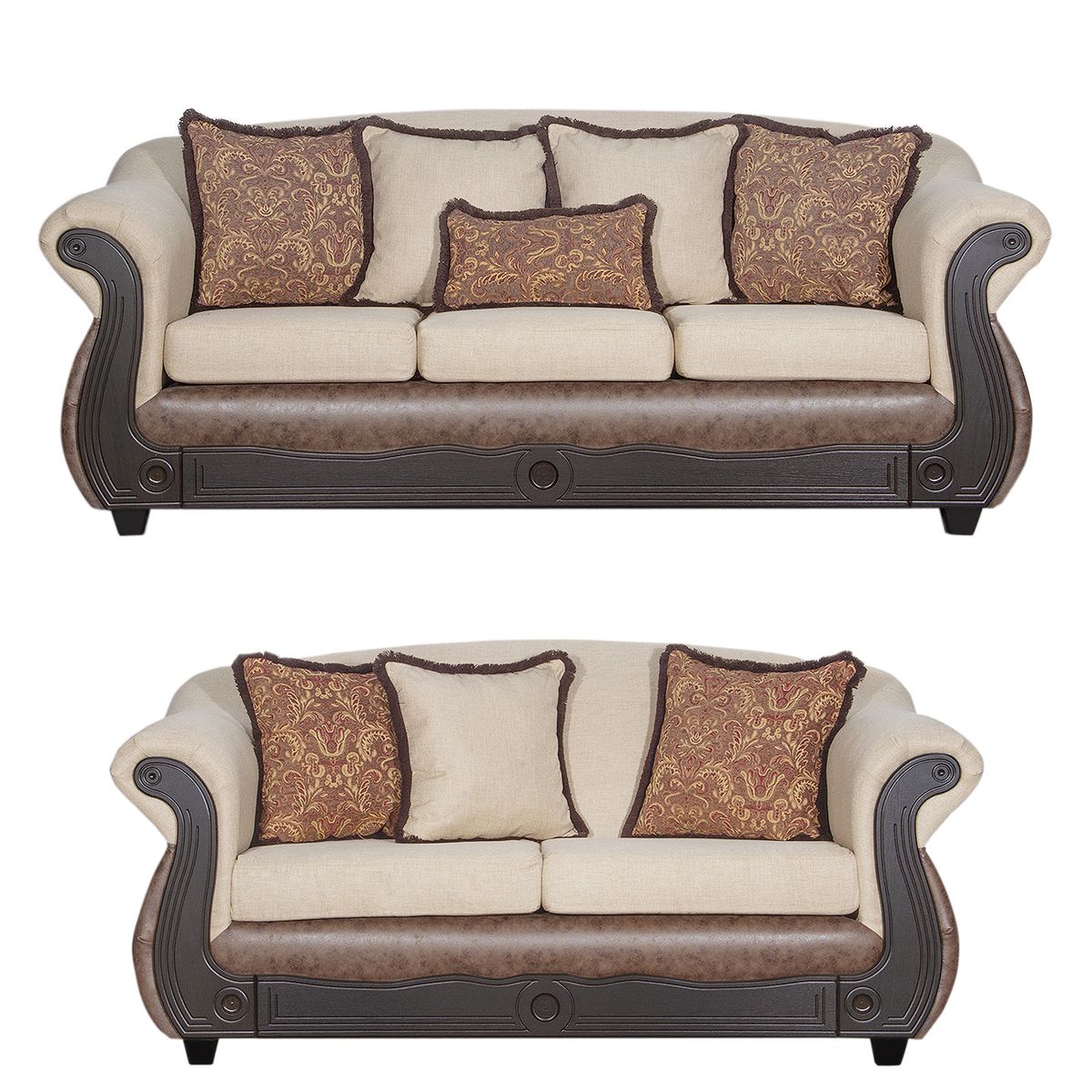 BLACK FACTORY - Juego de Living 3 2 Ashly Beige Café