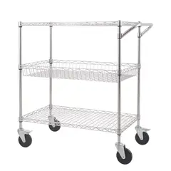 GENERICO - Carro Cromado de 3 Niveles con Ruedas