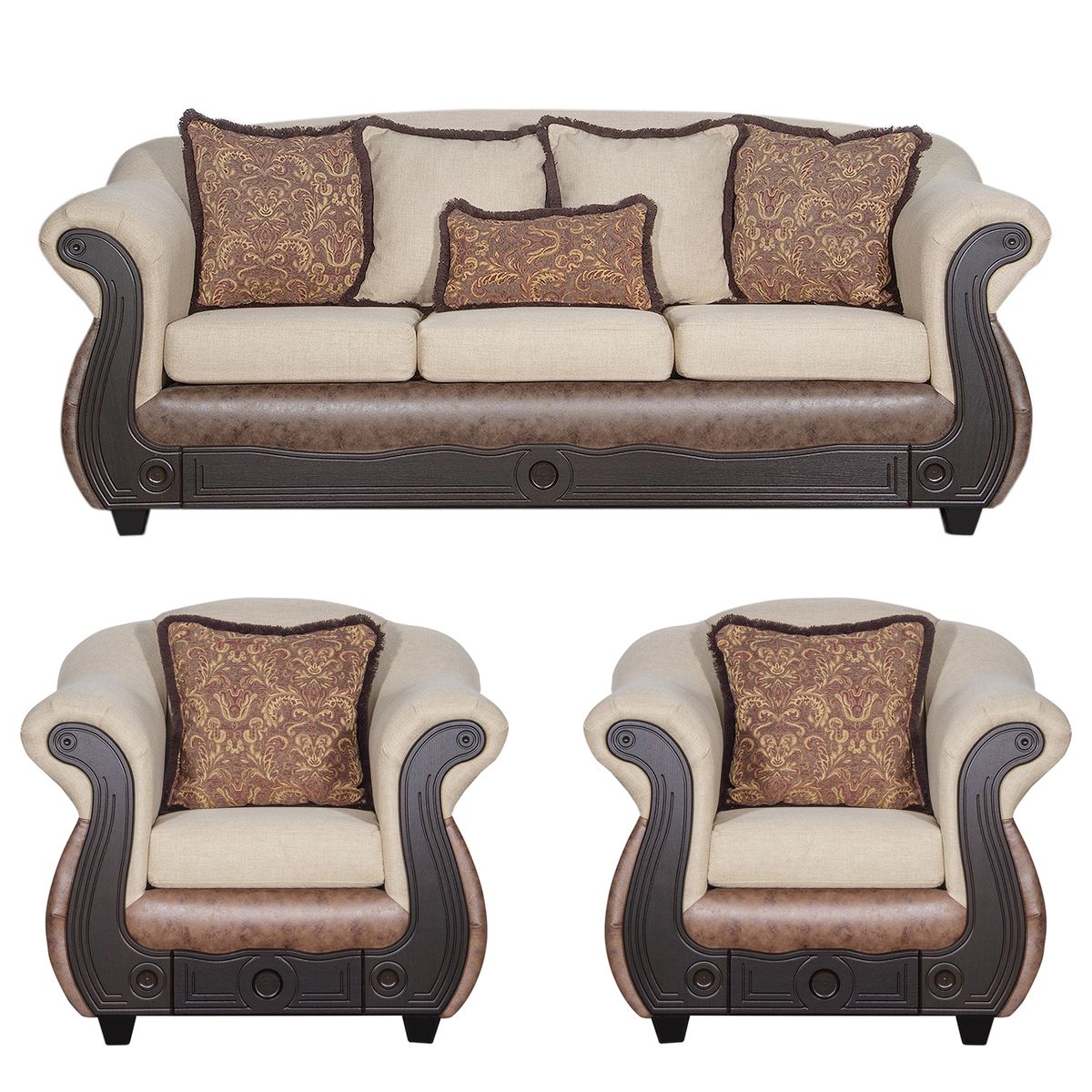 BLACK FACTORY - Juego de Living 3 1 1 Ashly Beige Café