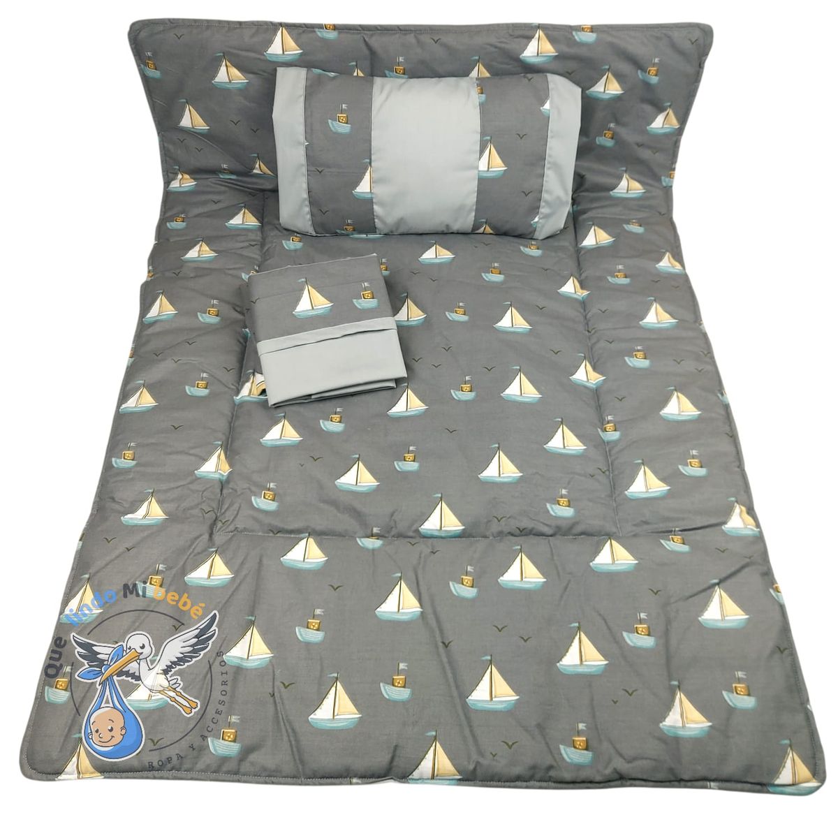 GENERICO - Set Para Cuna Colecho Gris Velero