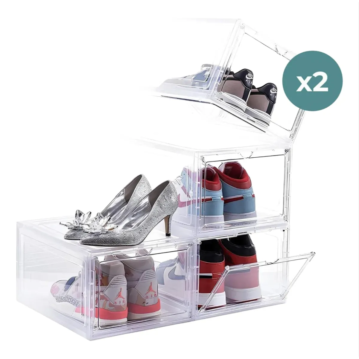 OKAY - Caja Organizadora De Zapatos Set X2 Banhaus Apilable Premium
