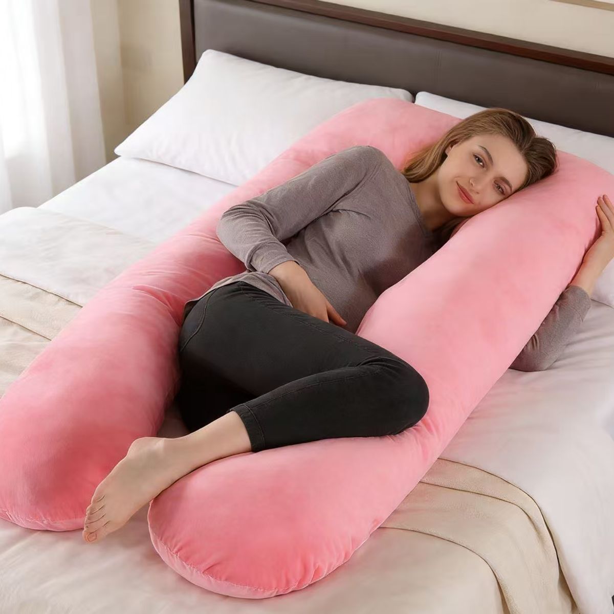HOMER OUTDOOR - Almohada Maternidad Homer Outdoor Para Lactancia Comfort Rosa Geométrico Maternal
