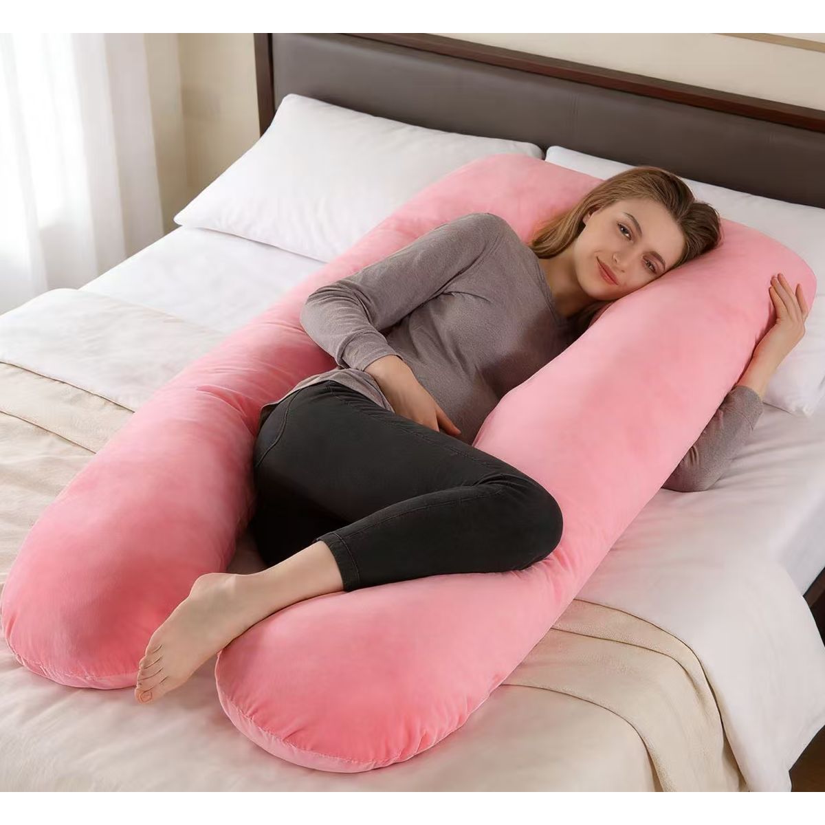 HOMER OUTDOOR - Almohada Maternidad Homer Outdoor Para Lactancia Comfort Rosa Geométrico Maternal