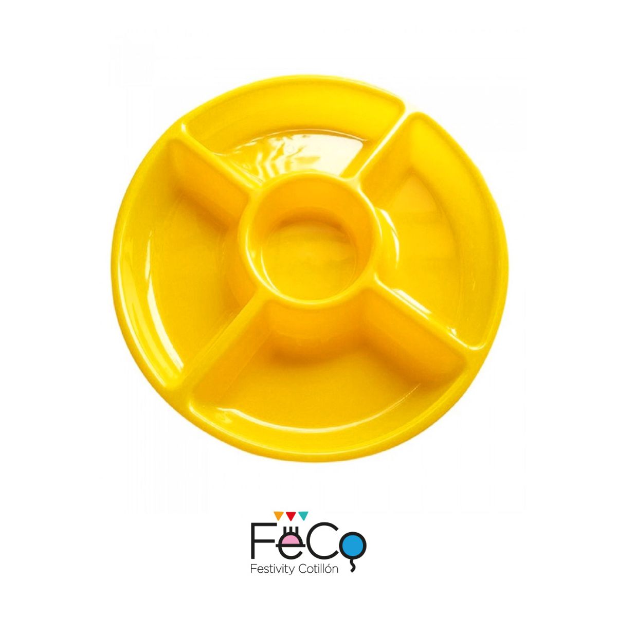 GENERICO - BANDEJA 5 ESPACIO PLASTICO 30CM AMARILLO X1 UNI