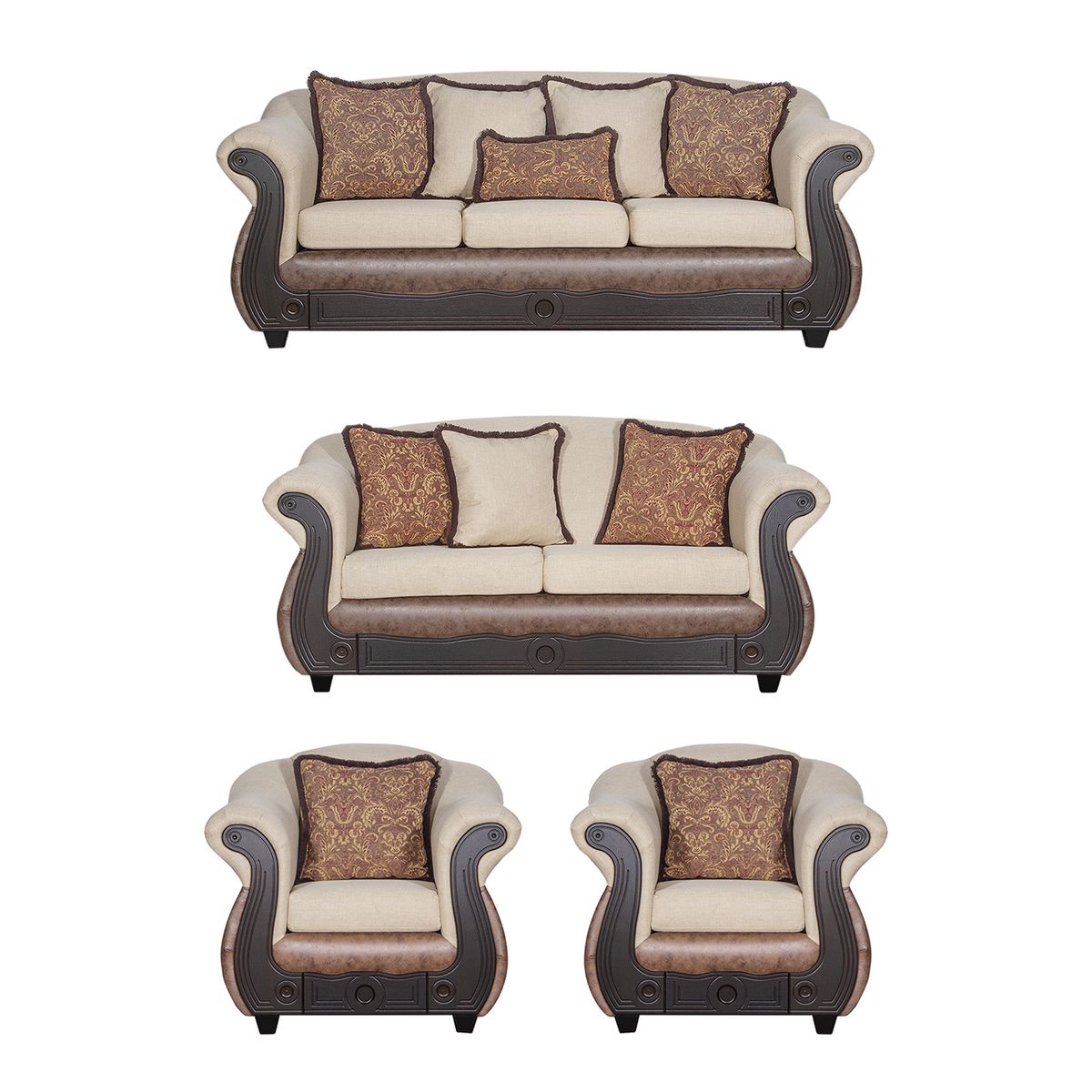 BLACK FACTORY - Juego de Living 3 2 1 1 Ashly Beige Café