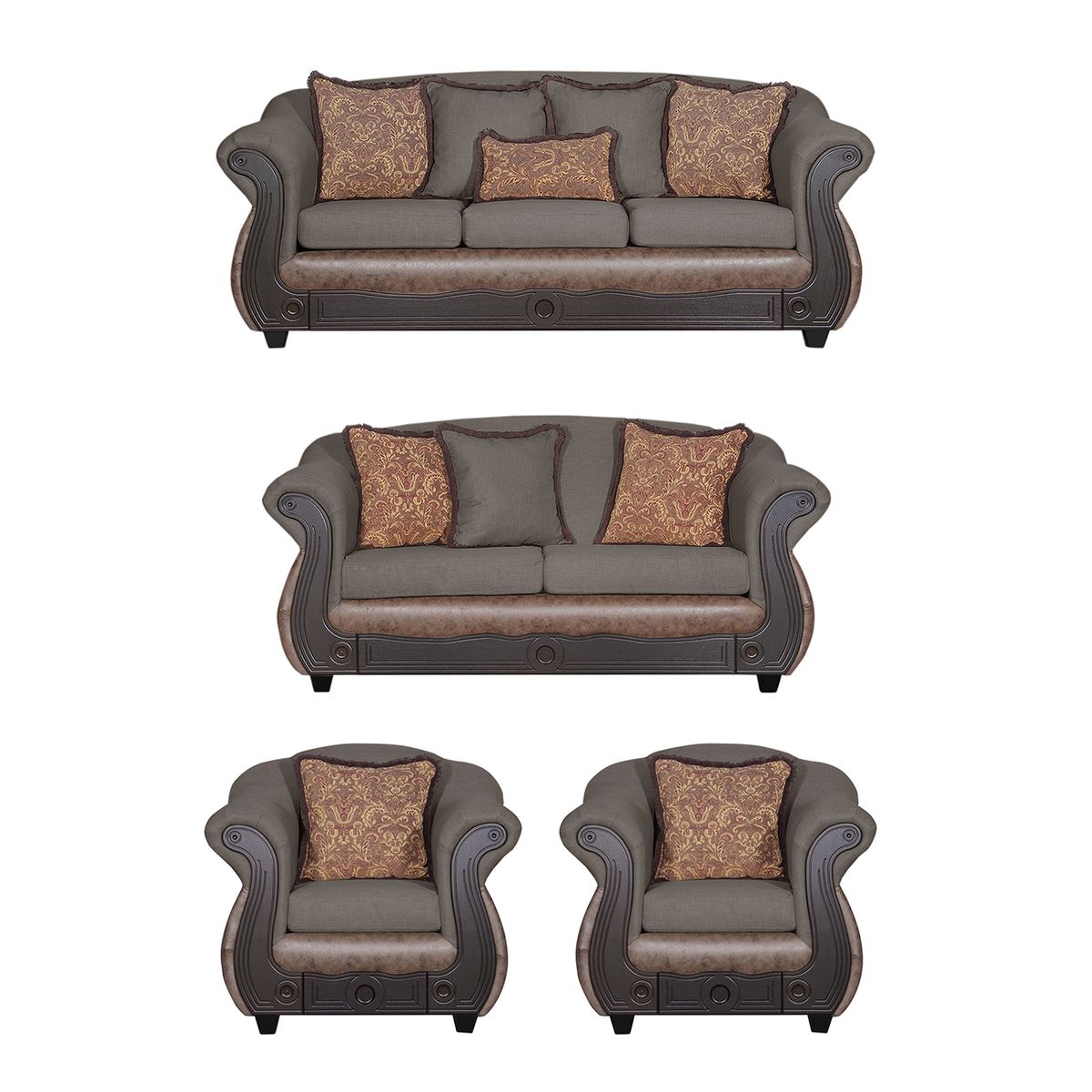 BLACK FACTORY - Juego de Living 3 2 1 1 Ashly Chocolate Café