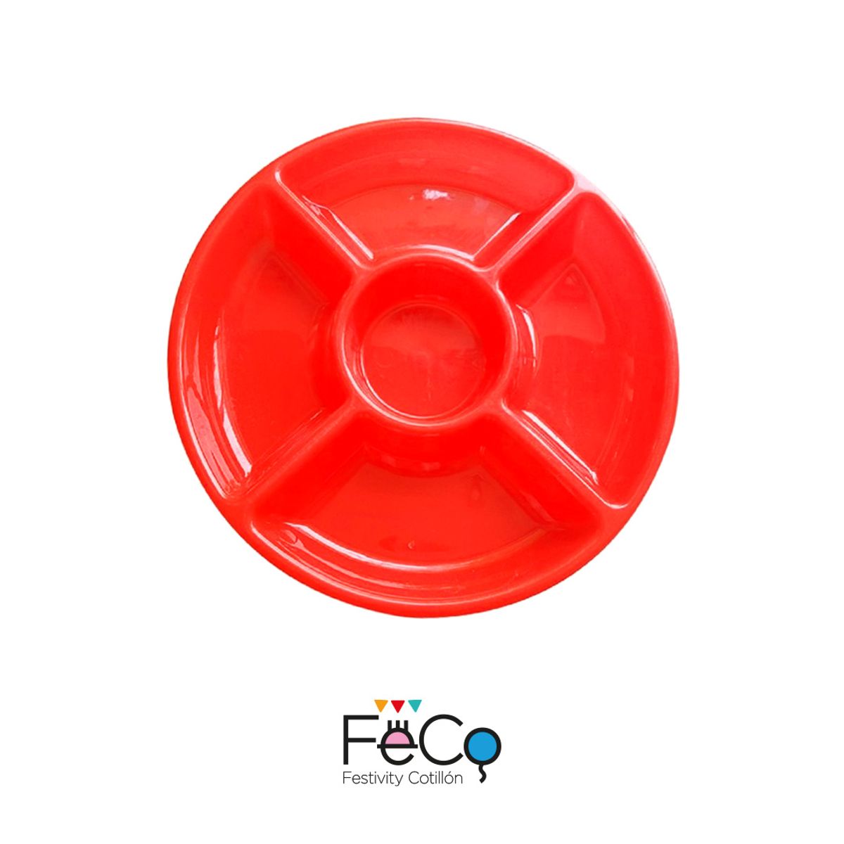GENERICO - BANDEJA 5 ESPACIO PLASTICO 30CM ROJO X1 UNI