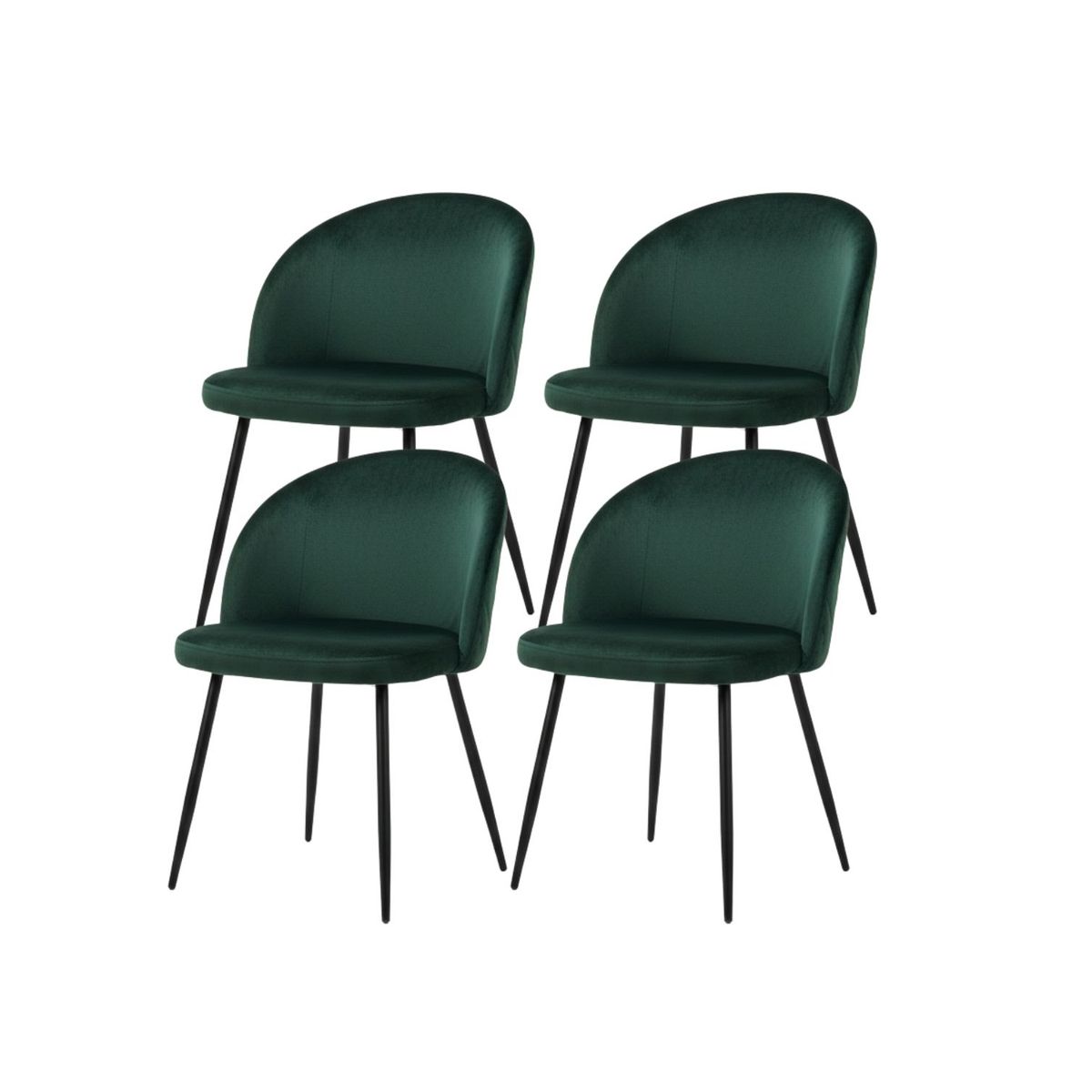 HABITA2 CHILE - Pack 4 Silla de comedor Nordic Felpa Black