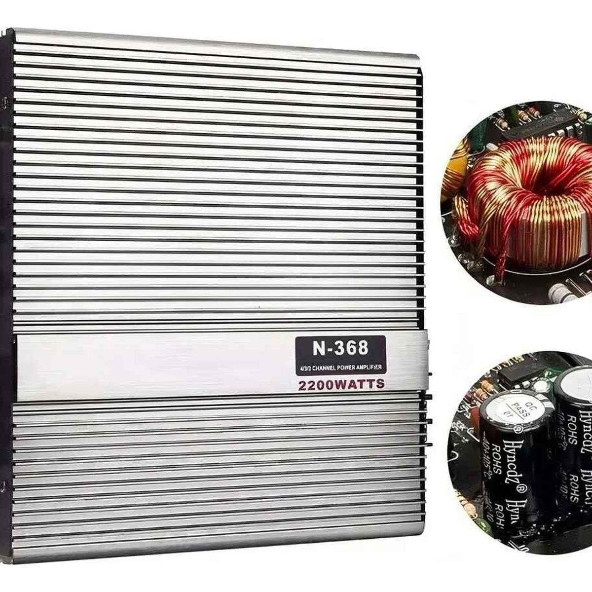 GENERICO - Amplificador Auto Estéreo Audio 2 Canales 2200w 12v Plateado